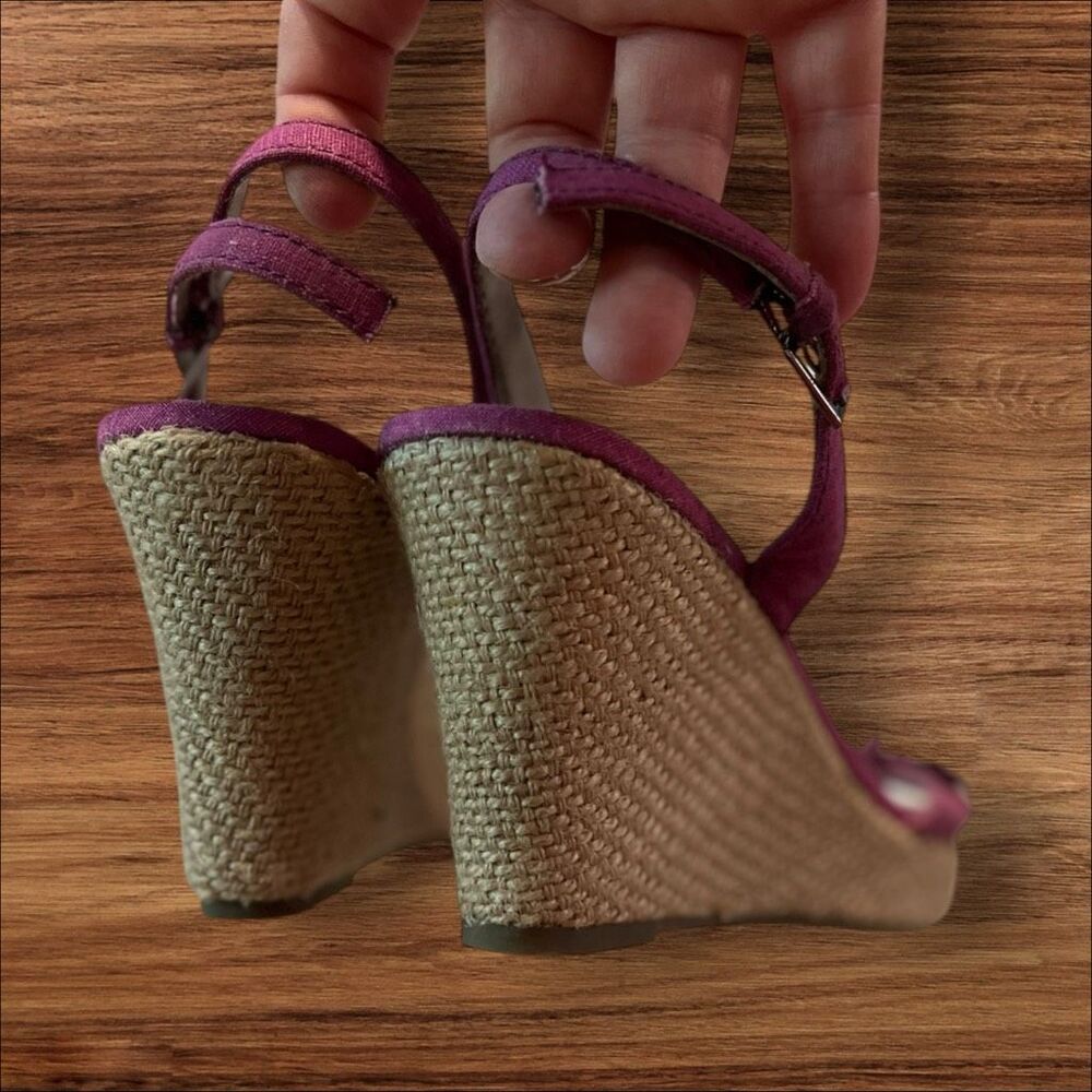 Montego Bay Club Pink Floral Espadrille Wedge Sandals Size 7.5 - Picture 5 of 13